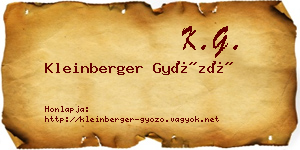 Kleinberger Győző névjegykártya